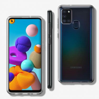Spigen Liquid Crystal Case - тънък качествен силиконов (TPU) калъф за Samsung Galaxy A21s (прозрачен)  4