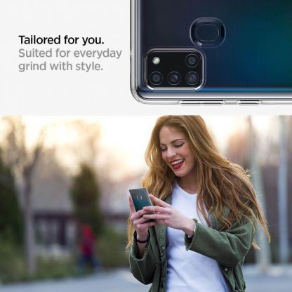 Spigen Liquid Crystal Case - тънък качествен силиконов (TPU) калъф за Samsung Galaxy A21s (прозрачен)  7