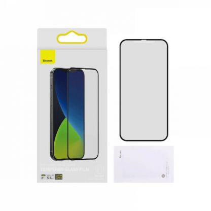 Baseus Full Screen Curved Frosted Tempered Glass (SGAPIPH54N-KM01) - матирано стъклено защитно покритие за целия дисплей на iPhone 12 mini (черен-матиран) (2 броя) 2
