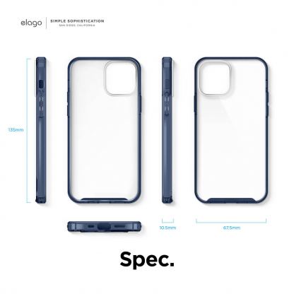 Elago Hybrid Case - хибриден удароустойчив кейс за iPhone 12 mini (тъмносин) 8