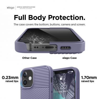 Elago Cushion Case - удароустойчив силиконов (TPU) калъф за iPhone 12 mini (лилав) 3