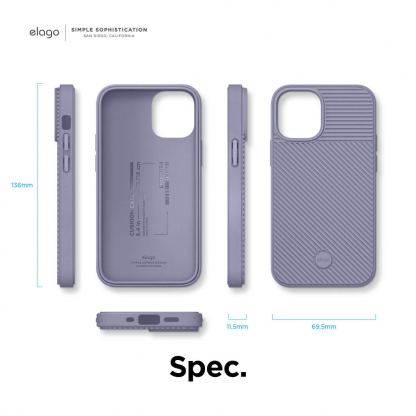 Elago Cushion Case - удароустойчив силиконов (TPU) калъф за iPhone 12 mini (лилав) 6