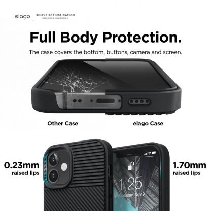 Elago Cushion Case - удароустойчив силиконов (TPU) калъф за iPhone 12 mini (черен) 3