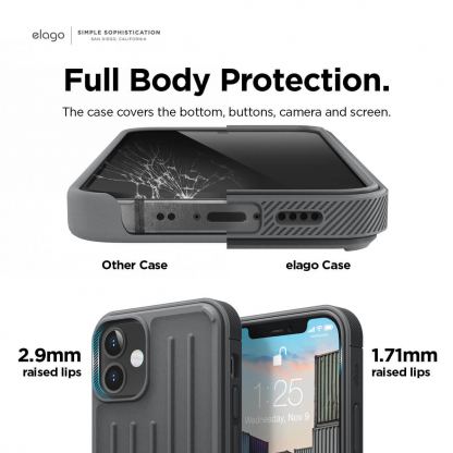 Elago Armor Case - удароустойчив силиконов (TPU) калъф за iPhone 12 mini (сив) 3