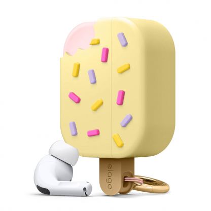 Elago Airpods Pro Ice Cream Design Silicone Case - силиконов калъф с карабинер за Apple Airpods Pro (жълт) 