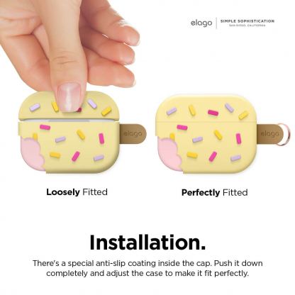 Elago Airpods Pro Ice Cream Design Silicone Case - силиконов калъф с карабинер за Apple Airpods Pro (жълт)  4