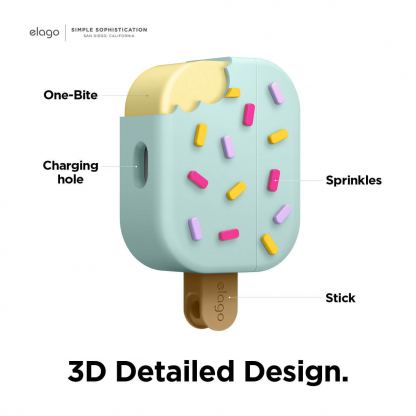 Elago Airpods Pro Ice Cream Design Silicone Case - силиконов калъф с карабинер за Apple Airpods Pro (зелен)  2