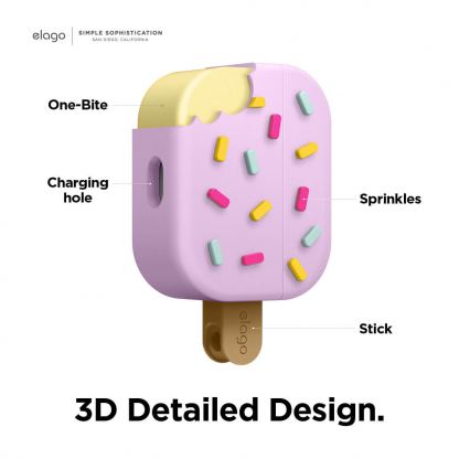 Elago Airpods Pro Ice Cream Design Silicone Case - силиконов калъф с карабинер за Apple Airpods Pro (лилав)  2