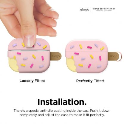 Elago Airpods Pro Ice Cream Design Silicone Case - силиконов калъф с карабинер за Apple Airpods Pro (светлорозов)  4