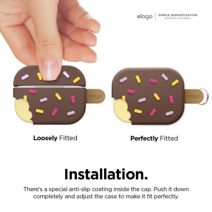 Elago Airpods Pro Ice Cream Design Silicone Case - силиконов калъф с карабинер за Apple Airpods Pro (кафяв)  4