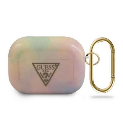 Guess Airpods Pro Silicone Case Tie & Dye Collection No.1 - силиконов калъф с карабинер за Apple Airpods Pro (розов)