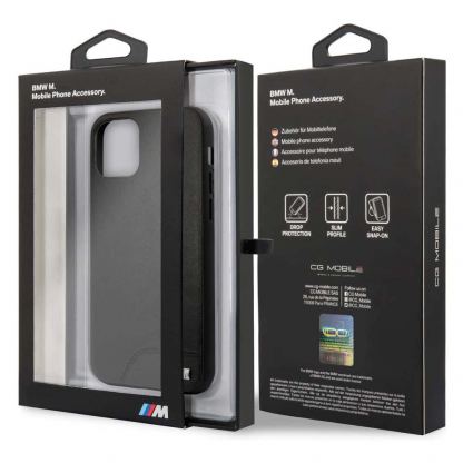 BMW M Collection Smooth PU Hard Case - кожен кейс за iPhone 12 Pro Max (черен) 6