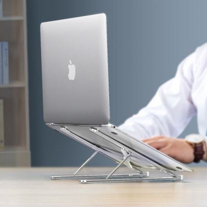 Portable Folding Aluminum Laptop Stand S - преносима алуминиева сгъваема поставка за MacBook и лаптопи от 11 до 13.8 инча (тъмносив) 2