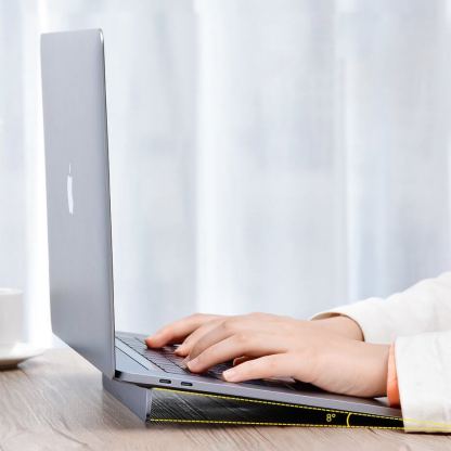 Baseus Papery Self-Adhesive Aluminum Laptop Stand - сгъавема, залепяща се към вашия компютър поставка за MacBook и лаптопи (тъмносив) 13