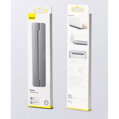Baseus Papery Self-Adhesive Aluminum Laptop Stand - сгъавема, залепяща се към вашия компютър поставка за MacBook и лаптопи (тъмносив) 17