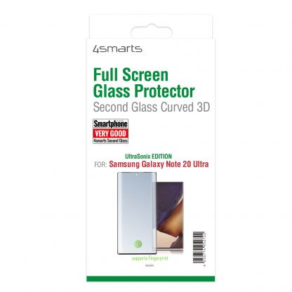 4smarts Second Glass Curved 3D UltraSonix with Colour Frame - калено стъклено защитно покритие с извити ръбове за Samsung Galaxy Note 20 Ultra (черен-прозрачен) 2