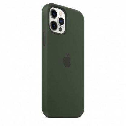 Apple iPhone Silicone Case with MagSafe - оригинален силиконов кейс за iPhone 12, iPhone 12 Pro с MagSafe (тъмнозелен) 2