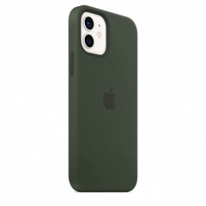 Apple iPhone Silicone Case with MagSafe - оригинален силиконов кейс за iPhone 12, iPhone 12 Pro с MagSafe (тъмнозелен) 4