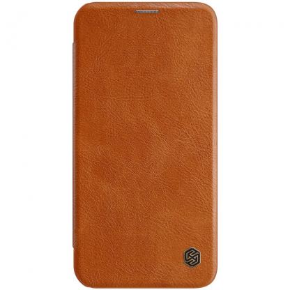 Nillkin Qin Leather Flip Case - кожен калъф, тип портфейл за iPhone 12 Pro Max (кафяв) 2