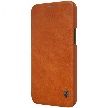 Nillkin Qin Leather Flip Case - кожен калъф, тип портфейл за iPhone 12 Pro Max (кафяв) 3
