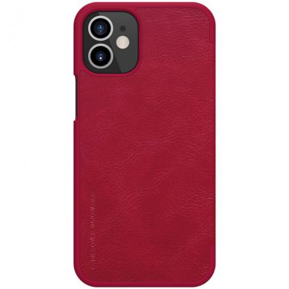 Nillkin Qin Leather Flip Case - кожен калъф, тип портфейл за iPhone 12 mini (червен) 2