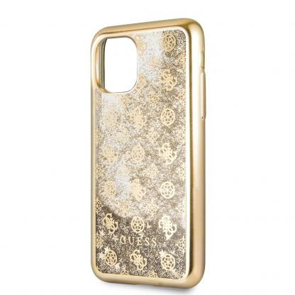 Guess Peony 4G Glitter Case - дизайнерски кейс с висока защита за iPhone 11 Pro (златист) 3