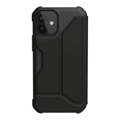 Urban Armor Gear Metropolis Supple Italian Leather (LTHR) - удароустойчив хибриден кейс тип портфейл за iPhone 12 Mini (черен) 3