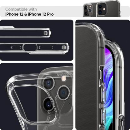 Spigen Liquid Crystal Case - тънък силиконов (TPU) калъф за iPhone 12, iPhone 12 Pro (прозрачен)  2