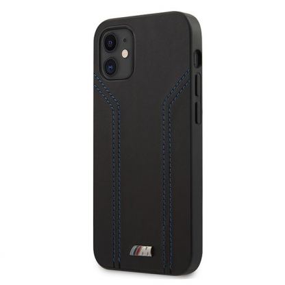 BMW M Collection PU Carbon Stripe Leather Hard Case - кожен кейс за iPhone 12 mini (черен) 2