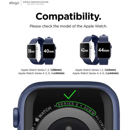 Elago Watch Sport Strap - силиконова (fluoro rubber) каишка за Apple Watch 38мм, 40мм  (тъмносин) 7