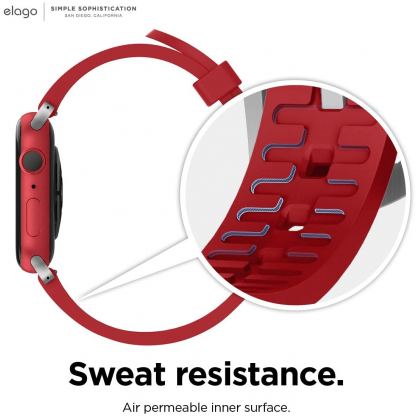 Elago Watch Sport Strap - силиконова (fluoro rubber) каишка за Apple Watch 38мм, 40мм (червен) 5