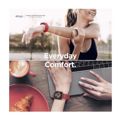 Elago Watch Sport Strap - силиконова (fluoro rubber) каишка за Apple Watch 38мм, 40мм (червен) 7