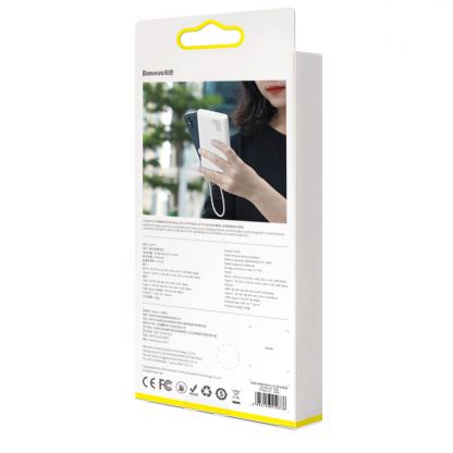 Baseus Bipow 18W Power Bank PD+QC 10000mAh - външна батерия 18W с USB и USB-C изходи и с технология за бързо зареждане (бял) 6