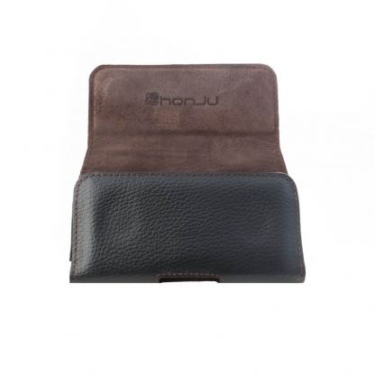 Honju Horizon Belt Leather Case Universal 3XL Slim - кожен (естествена кожа) калъф за iPhone 12/12 Pro, iPhone 11/11 Pro, iPhone X/XS, iPhone 8 Plus, iPhone 7 Plus и смартфони до 6.1 инча (черен) 3