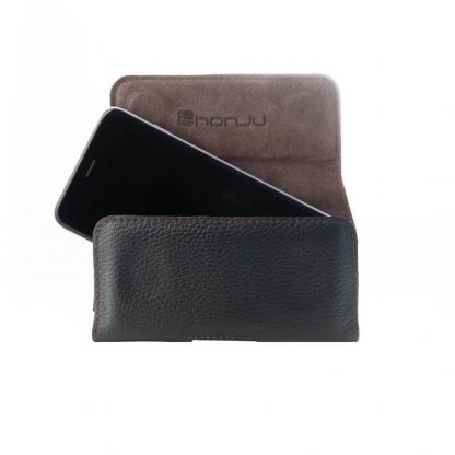 Honju Horizon Belt Leather Case Universal 3XL Slim - кожен (естествена кожа) калъф за iPhone 12/12 Pro, iPhone 11/11 Pro, iPhone X/XS, iPhone 8 Plus, iPhone 7 Plus и смартфони до 6.1 инча (черен) 7