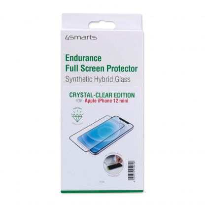 4smarts Hybrid Glass Endurance Crystal Screen Protector - хибридно защитно покритие за дисплея на iPhone 12 Mini (черен-прозрачен) 6