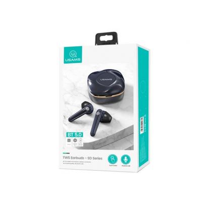 USAMS SD001 TWS Earbuds  - безжични блутут слушалки със зареждащ кейс (тъмносин) 6