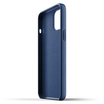 Mujjo Leather Wallet Case - кожен (естествена кожа) кейс с джоб за кредитна карта за iPhone 12 Pro Max (син) 5