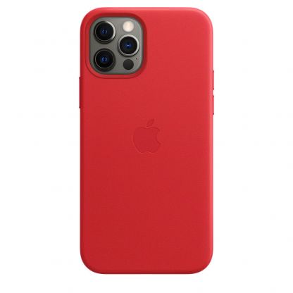 Apple iPhone Leather Case with MagSafe - оригинален кожен кейс (естествена кожа) за iPhone 12, iPhone 12 Pro (червен) 8