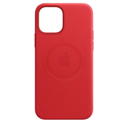 Apple iPhone Leather Case with MagSafe - оригинален кожен кейс (естествена кожа) за iPhone 12 Pro Max (червен) 3