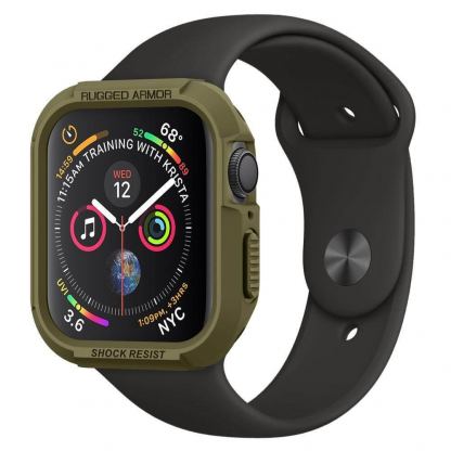 Spigen Rugged Armor Case - хибриден кейс с висока степен на защита за Apple Watch 44mm (тъмнозелен) 4