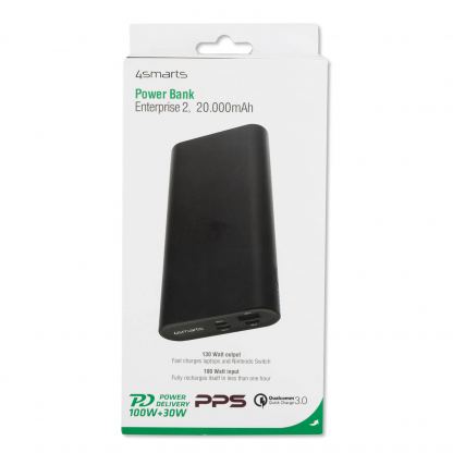 4smarts Power Bank Enterprise 2 20000mAh 130W with Quick Charge and PD - външна батерия с USB-C изход и технологии за бързо зареждане (черен) 6