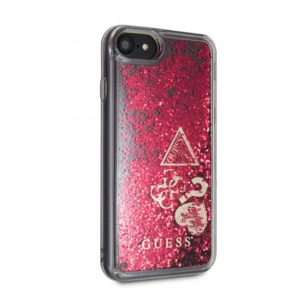 Guess Liquid Glitter Hearts Case - дизайнерски кейс с висока защита за iPhone SE (2022), iPhone SE (2020), iPhone 8, iPhone 7 (червен) 2