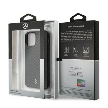 Mercedes Dynamic Line Carbon Fiber Hard Case - дизайнерски карбонов кейс за iPhone 12 Mini (черен) 9