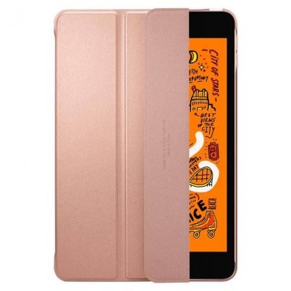 Spigen Case Smart Fold - кожен кейс и поставка за iPad Mini 5 (розово злато) 5