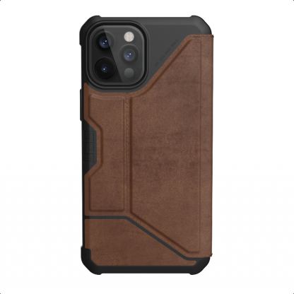 Urban Armor Gear Metropolis Supple Italian Leather (LTHR) - удароустойчив хибриден кейс тип портфейл за iPhone 12, iPhone 12 Pro (кафяв) 2
