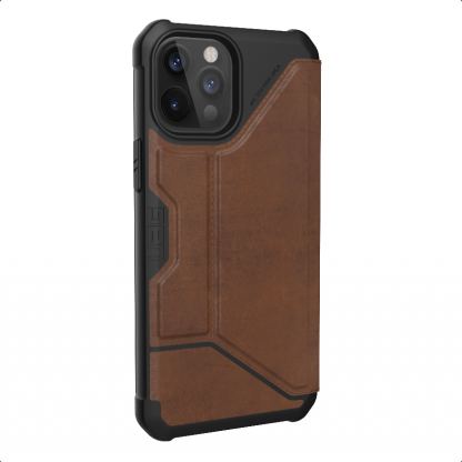Urban Armor Gear Metropolis Supple Italian Leather (LTHR) - удароустойчив хибриден кейс тип портфейл за iPhone 12, iPhone 12 Pro (кафяв) 3