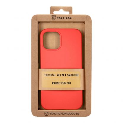 Tactical Velvet Smoothie Cover - силиконов калъф за iPhone 12, iPhone 12 Pro (светлочервен) 4