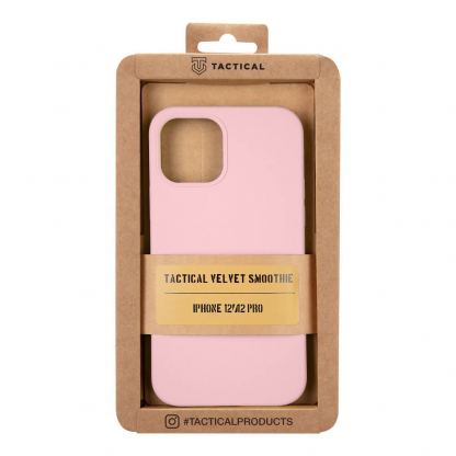 Tactical Velvet Smoothie Cover - силиконов калъф за iPhone 12, iPhone 12 Pro (светлорозов) 4