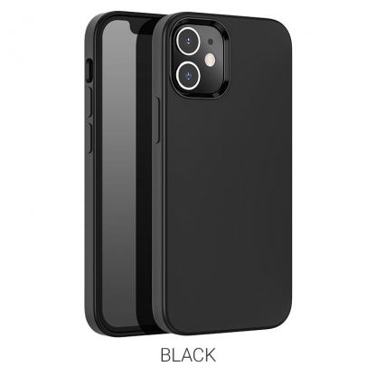 Hoco Pure Series Silicone Protective Case - силиконов (TPU) калъф за iPhone 12 mini (черен) 